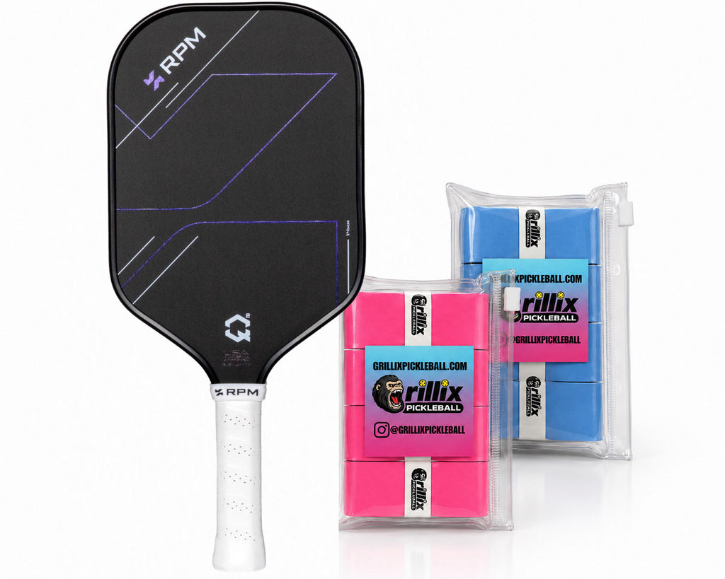 8 Pack Grillix Grip + RPM Q2 14MM ELONGATED Pickleball Paddle